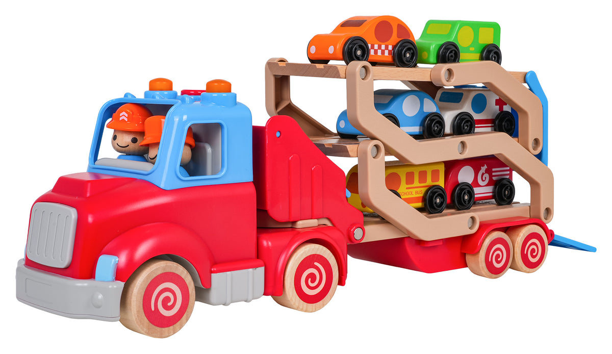 Wooden Tow Truck + Cars