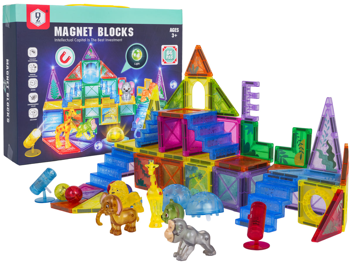 3D ZOO Magnetic Blocks Set 64 pcs.