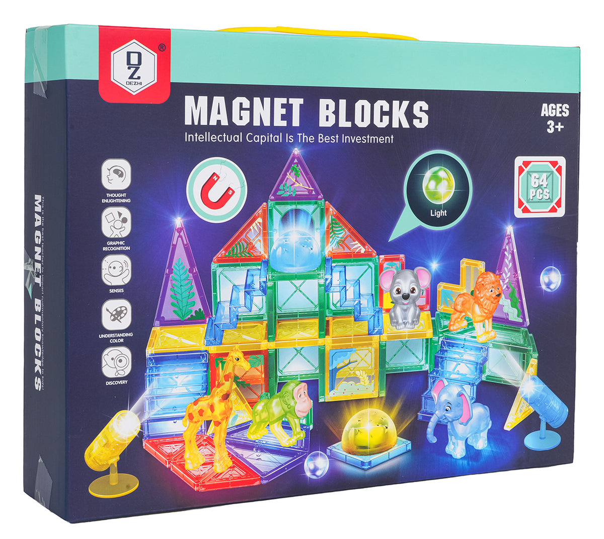 3D ZOO Magnetic Blocks Set 64 pcs.