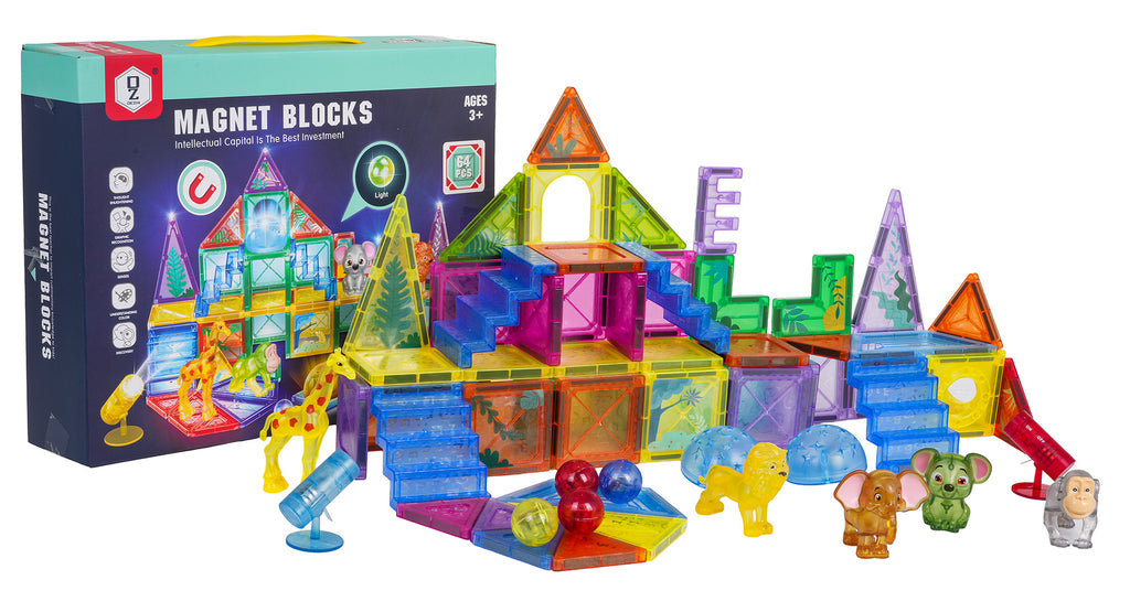 3D ZOO Magnetic Blocks Set 64 pcs.