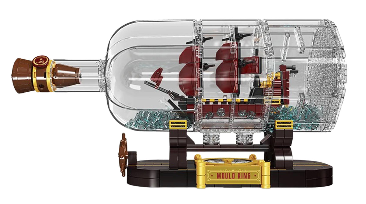 Red Pirate Ship in a Bottle Building Set 885 pcs.