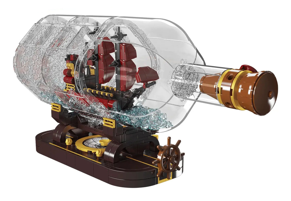Red Pirate Ship in a Bottle Building Set 885 pcs.