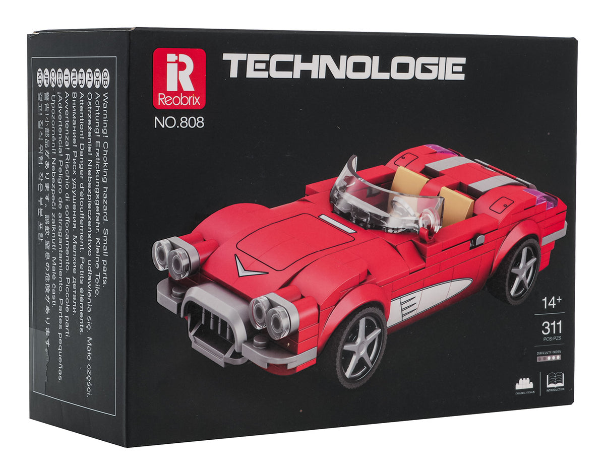 Car Cabriolet Red 311-piece Building Blocks Set