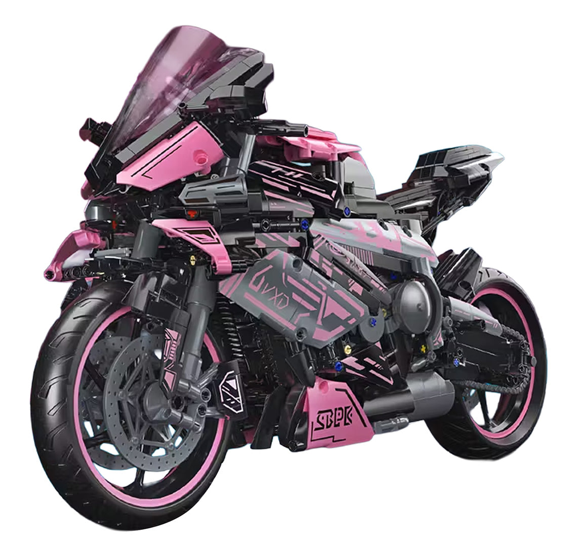 Motorcycle Racer Building Blocks Set Pink 2066pcs.