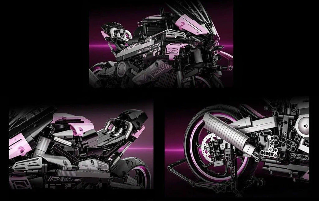 Motorcycle Racer Building Blocks Set Pink 2066pcs.