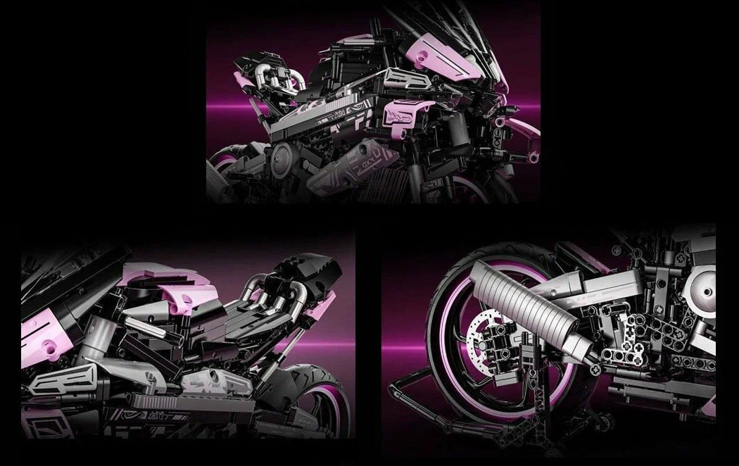 Motorcycle Racer Building Blocks Set Pink 2066pcs.