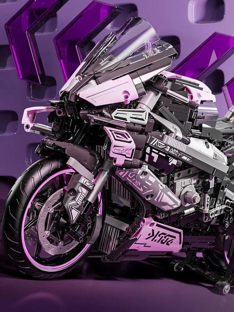 Motorcycle Racer Building Blocks Set Pink 2066pcs.