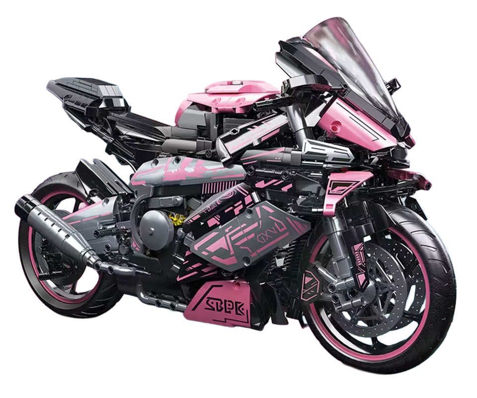 Motorcycle Racer Building Blocks Set Pink 2066pcs.