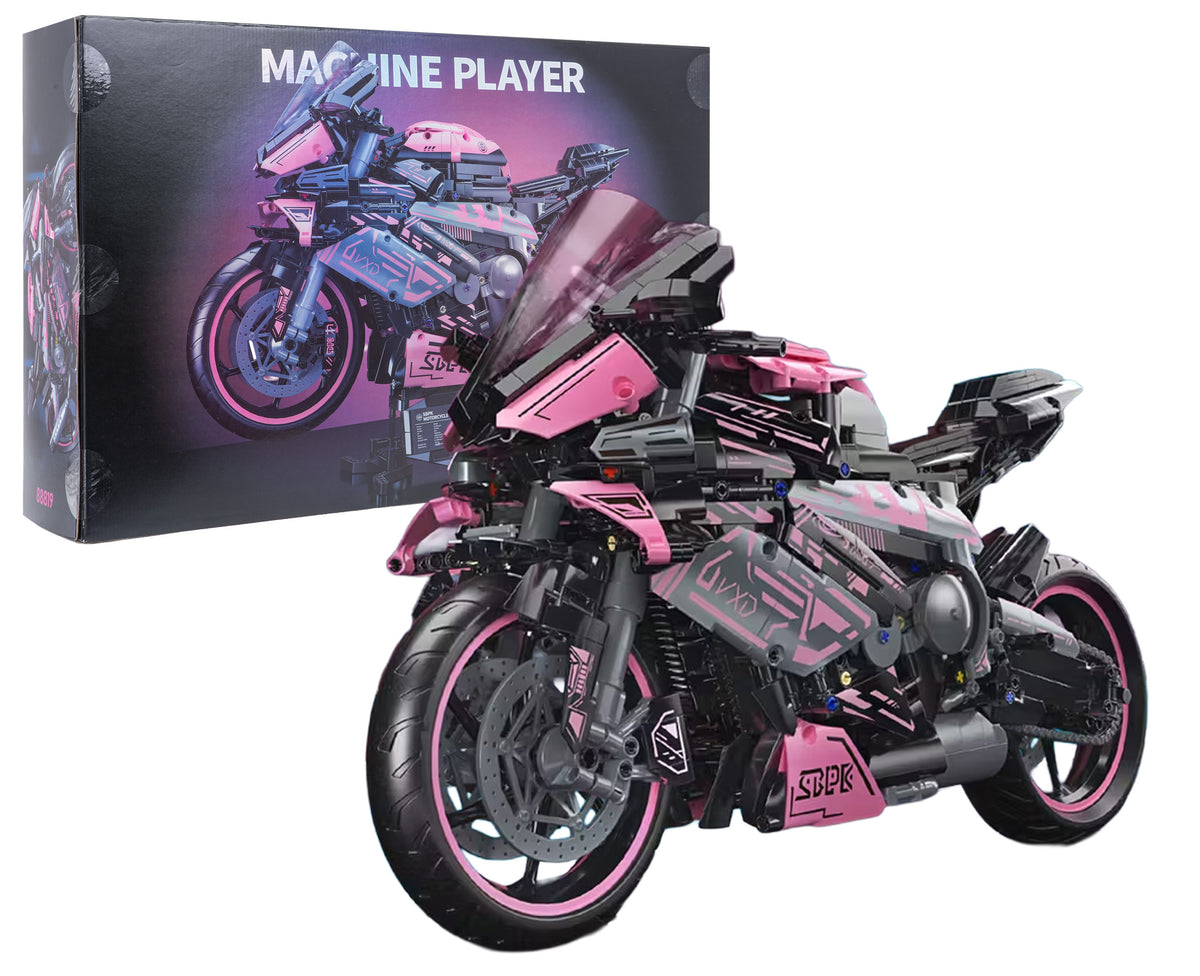 Motorcycle Racer Building Blocks Set Pink 2066pcs.