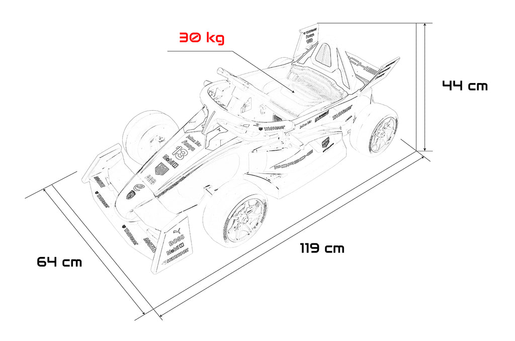 Elektrické autíčko Formula E Porsche červená
