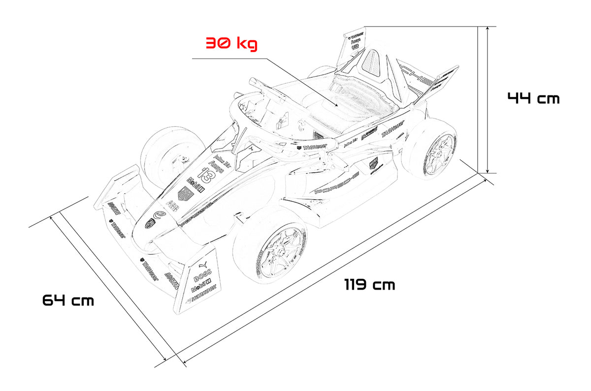 Elektrické autíčko Formula E Porsche červená