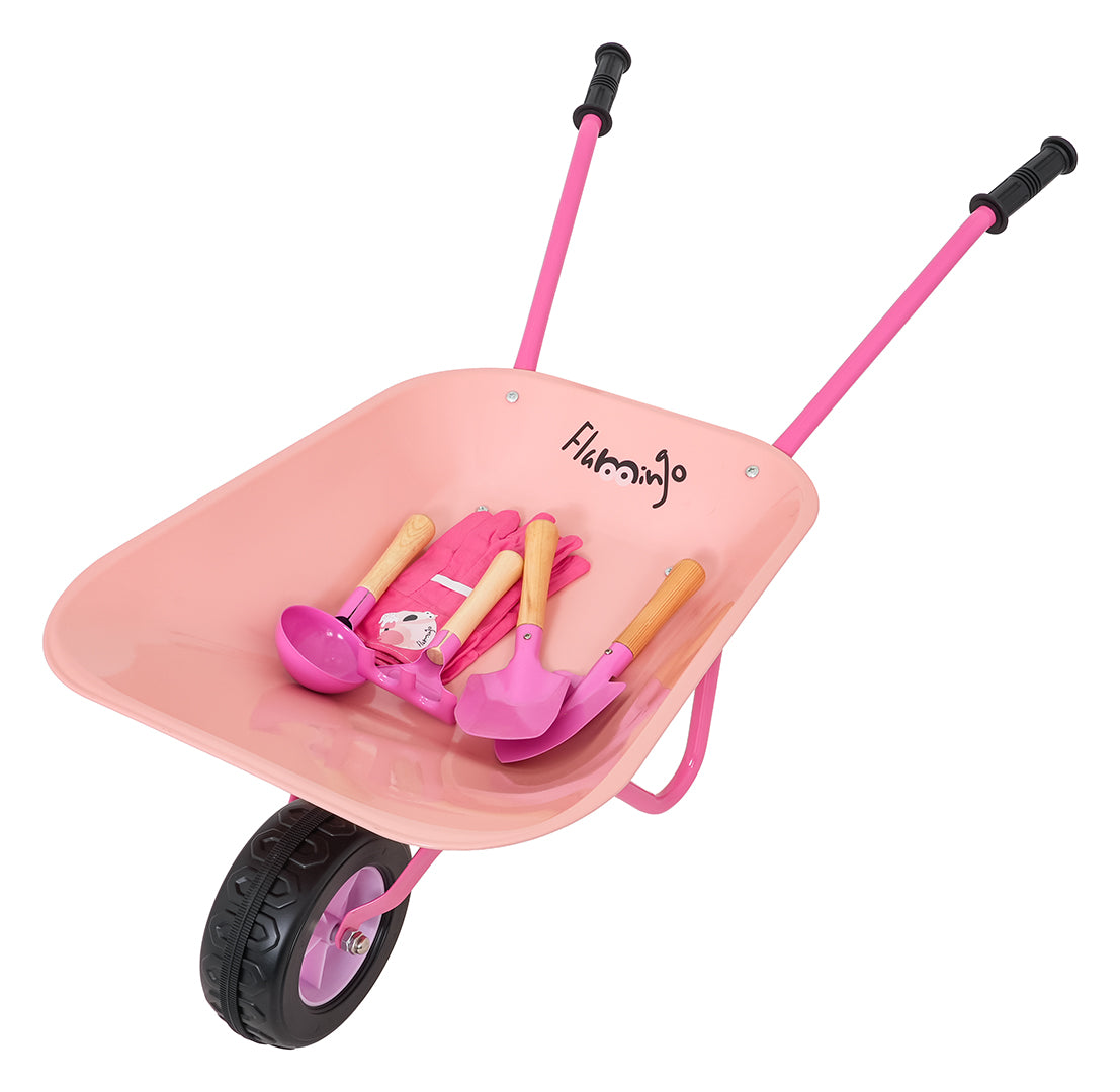 Little Gardener's Set with Wheelbarrow Pink