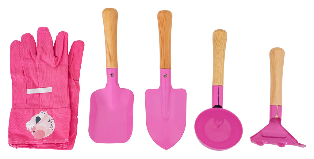 Little Gardener's Set with Wheelbarrow Pink