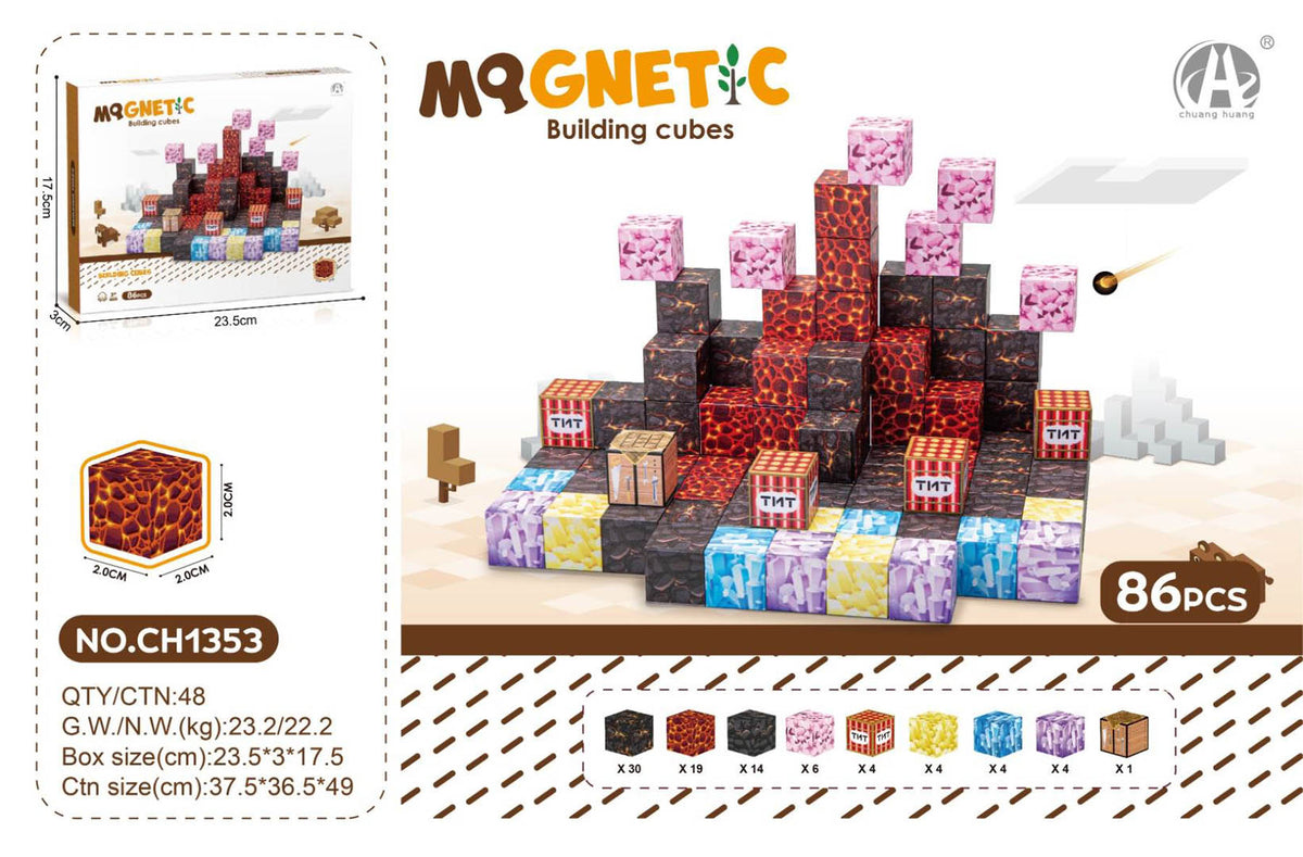 Magnetické stavebné kocky – 86 dielov – fotografia 1
