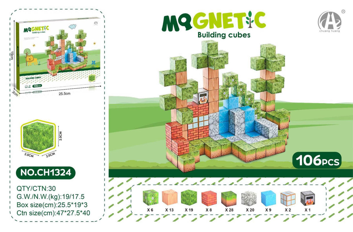 Magnetické stavebné kocky – 106 dielov – fotografia 1