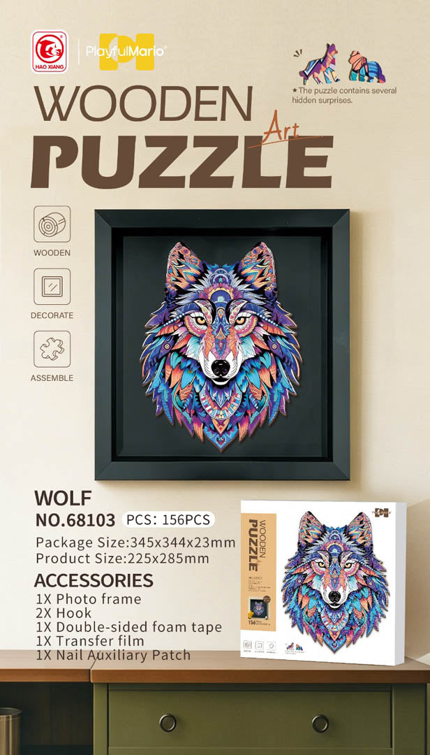 Drevené puzzle Vlk – 156 dielov – fotografia 1