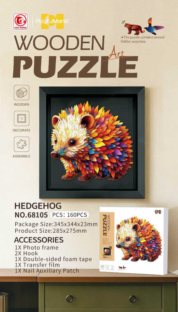 Drevené puzzle Ježko – 160 dielov – fotografia 1
