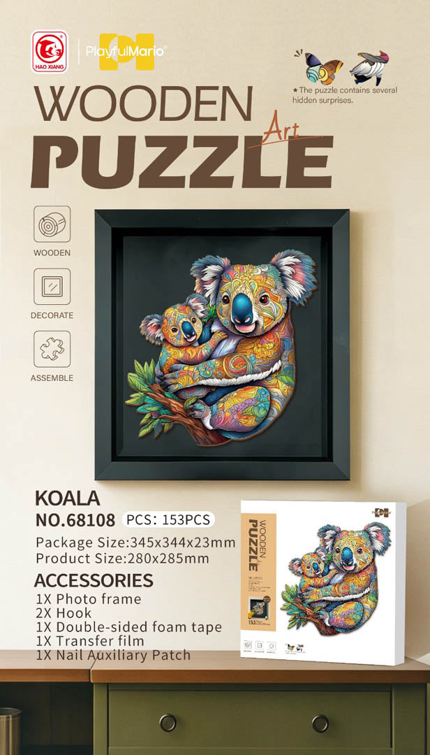Drevené puzzle Koala – 153 dielov – fotografia 1