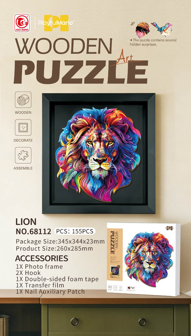 Drevené puzzle Lev – 155 dielov – fotografia 1