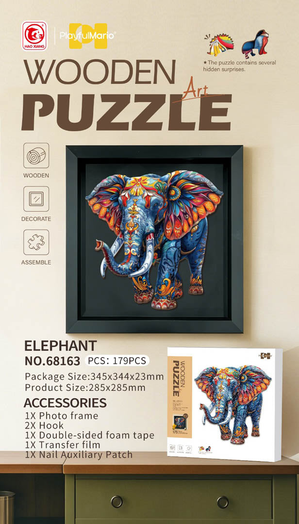 Drevené puzzle Slon – 179 dielov – fotografia 1