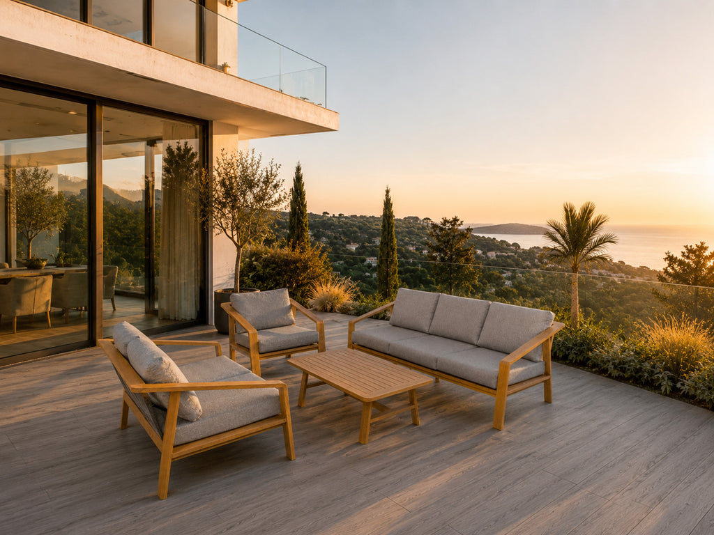 Aluminum Garden Furniture Two Sofas + Armchair + Table