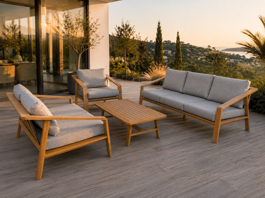 Aluminum Garden Furniture Two Sofas + Armchair + Table