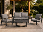 Aluminum Garden Furniture Sofa + Two Armchairs + Table