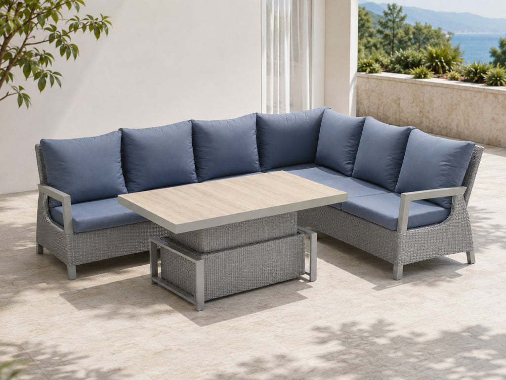 Garden Furniture Rattan Corners + Adjustable Table with Cera