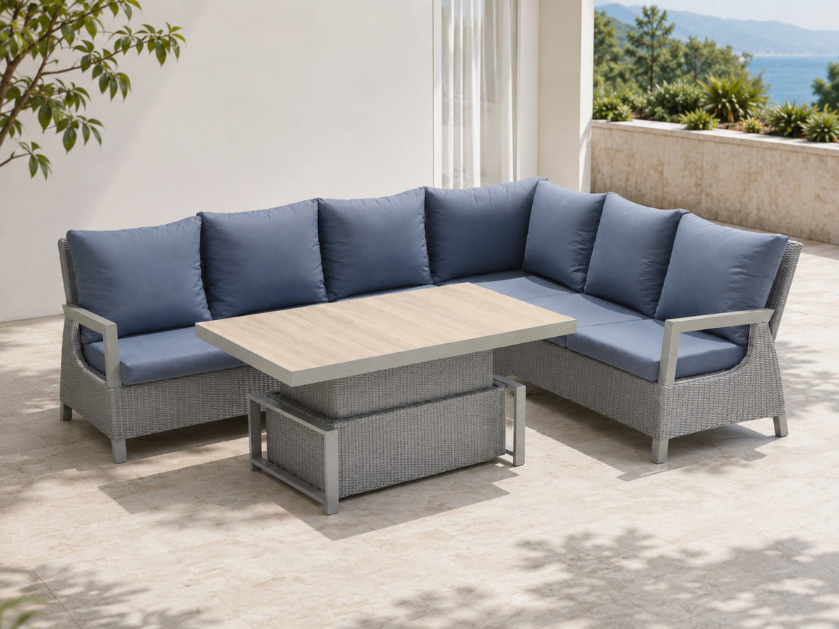 Garden Furniture Rattan Corners + Adjustable Table with Cera