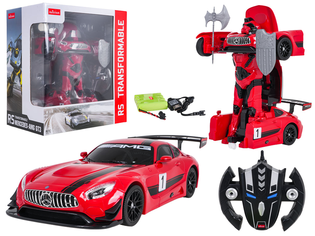 RC auto a robot 2 v 1 1:14 Mercedes-AMG GT3 – červená