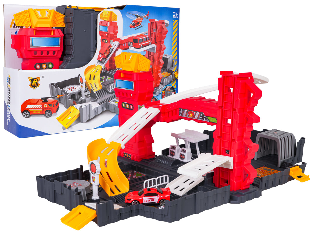 Folding Car Park with Suitcase + Accessories Fire Brigade Edition