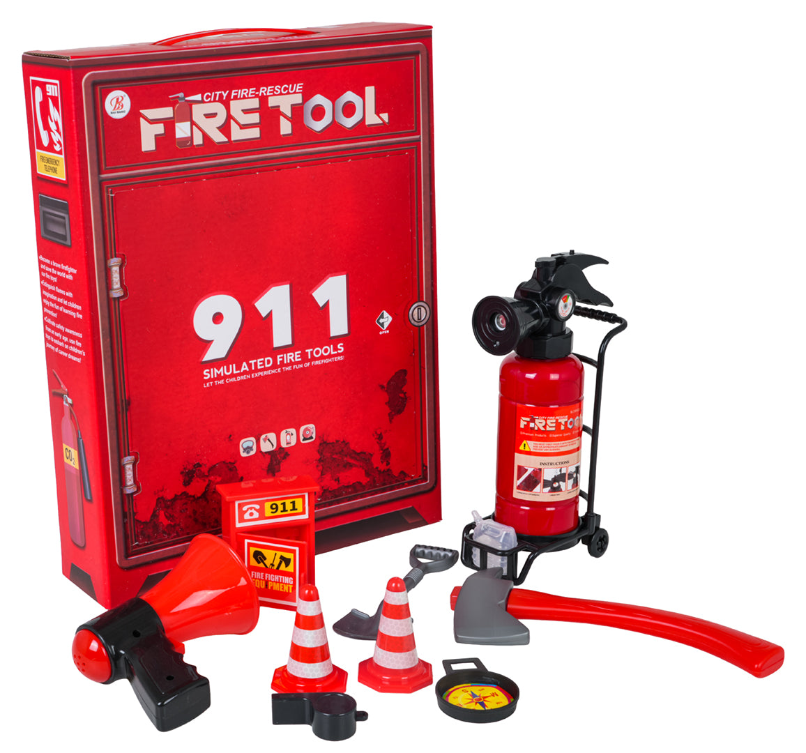 Fireman's set with fire extinguisher