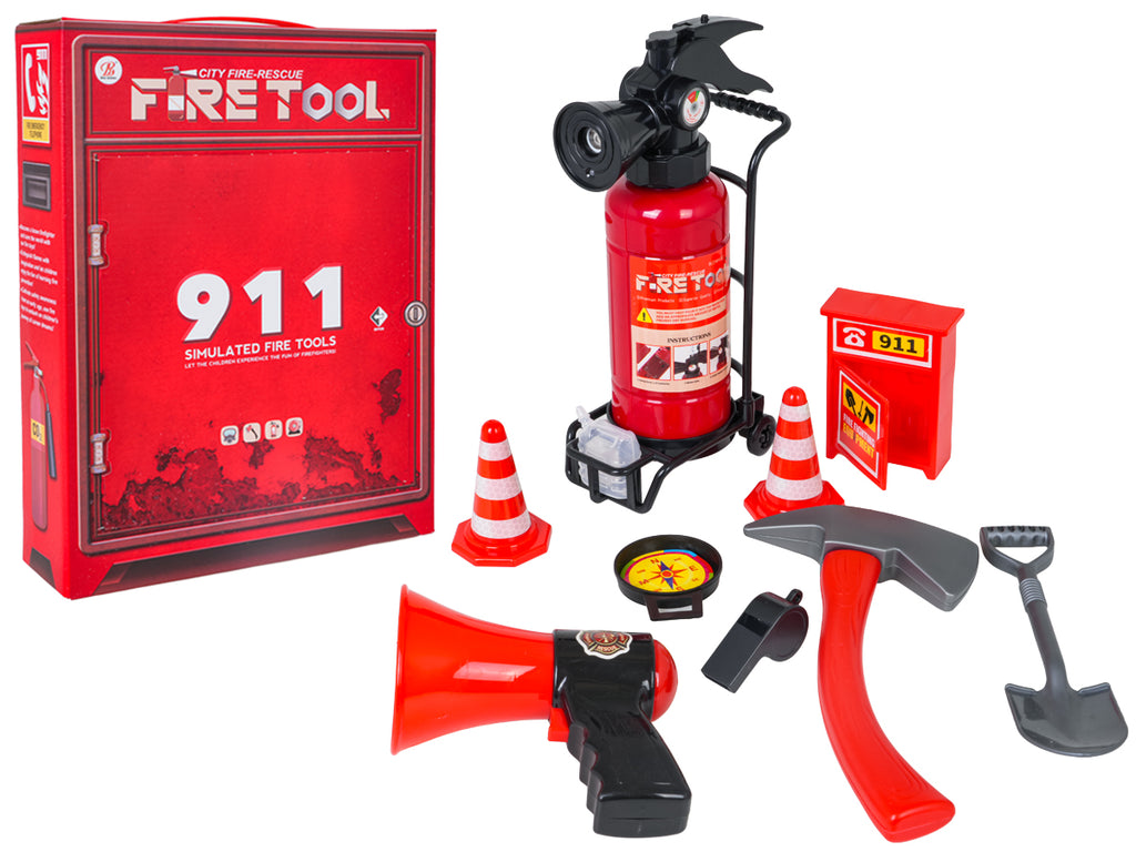 Fireman's set with fire extinguisher