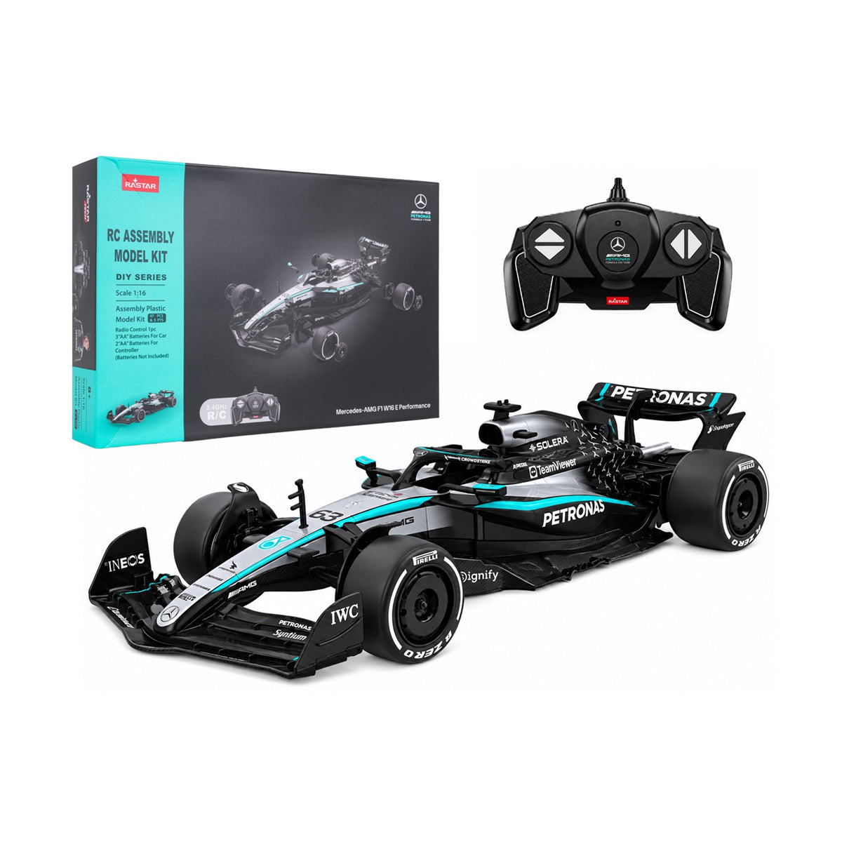 RC auto RASTAR 1:16 Mercedes-AMG F1 W16 E Performance stavebnica – čierne