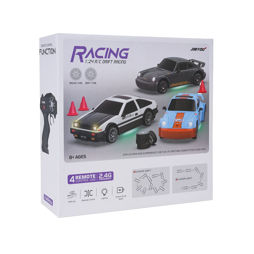 RC drift auto 1:24 s vymeniteľnými pneumatikami a kužeľmi