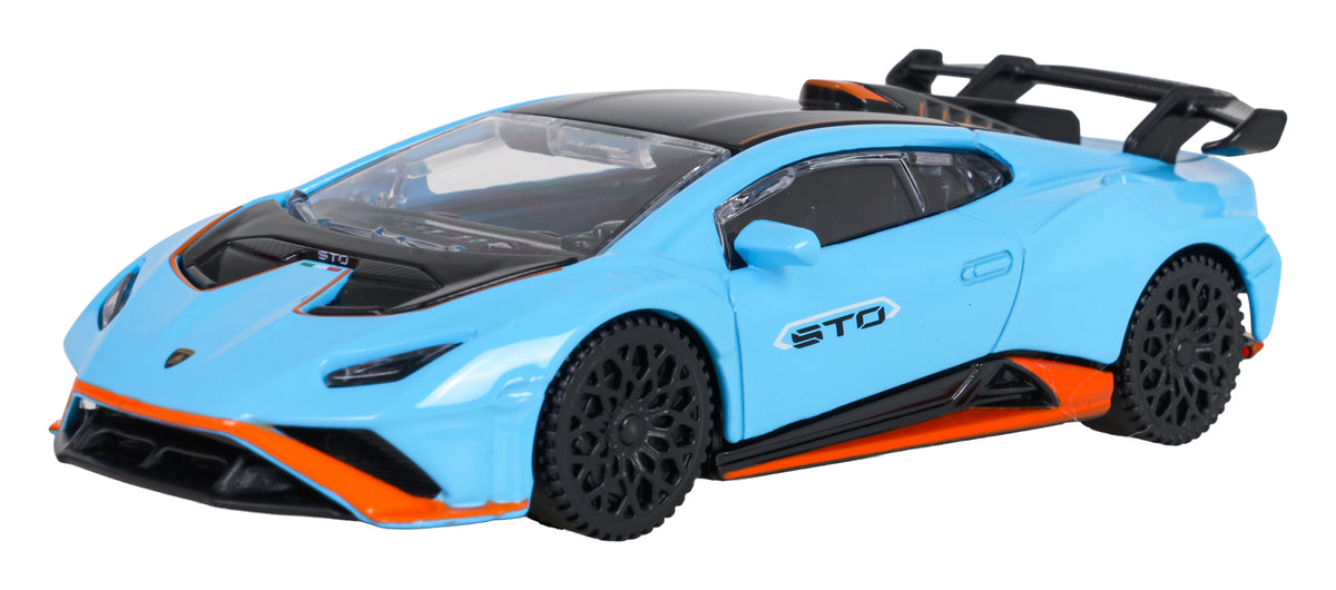 Kovový model RASTAR Lamborghini Huracán STO 1 : 43 – modrý – pohľad 4