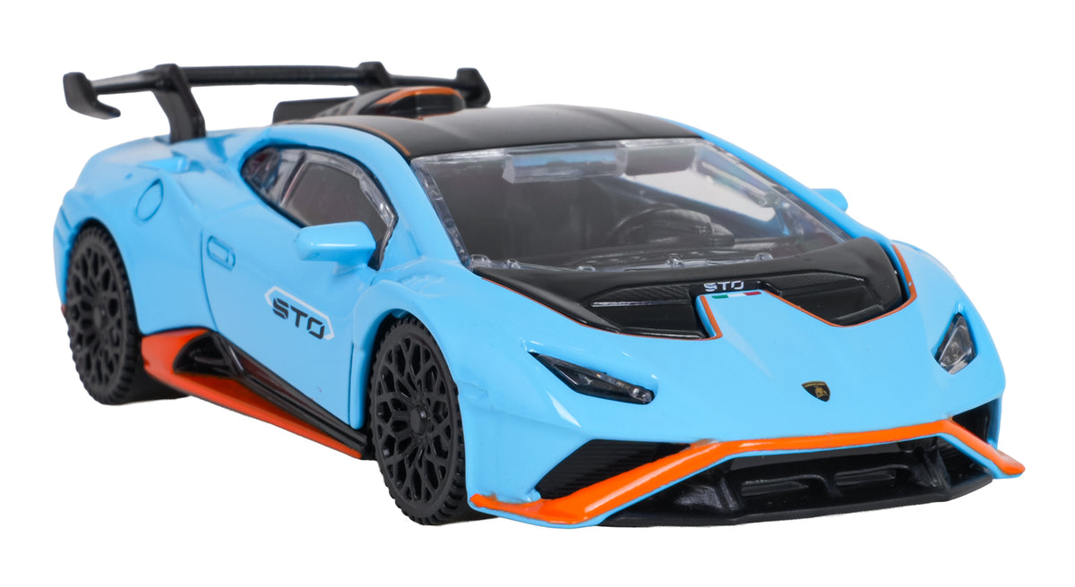 Kovový model RASTAR Lamborghini Huracán STO 1 : 43 – modrý – pohľad 3