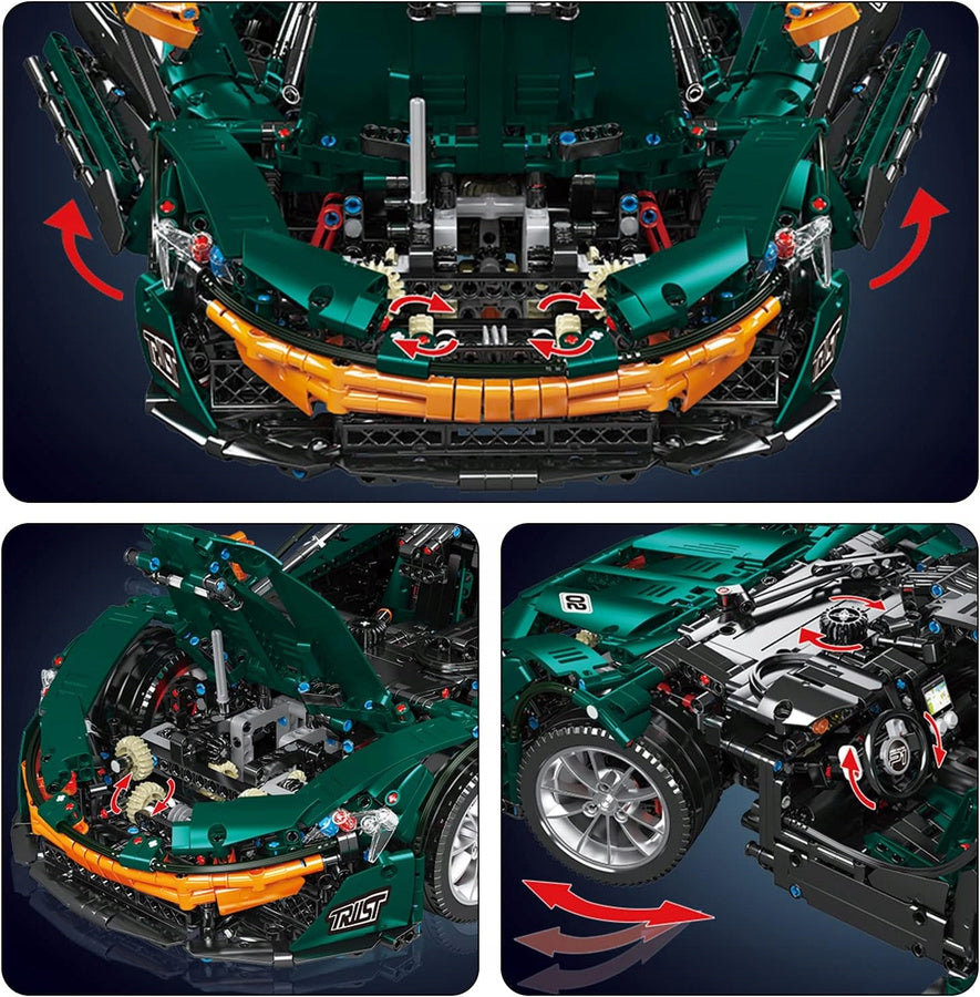 Stavebnica Mold King športové auto 1 : 8 – zelená, 3 268 dielov – pohľad 6