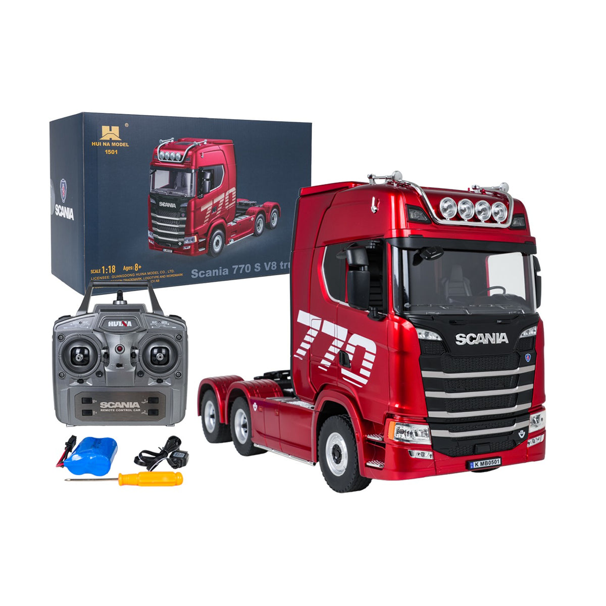 RC ťahač SCANIA 770S 1:18 – červený – pohľad 1