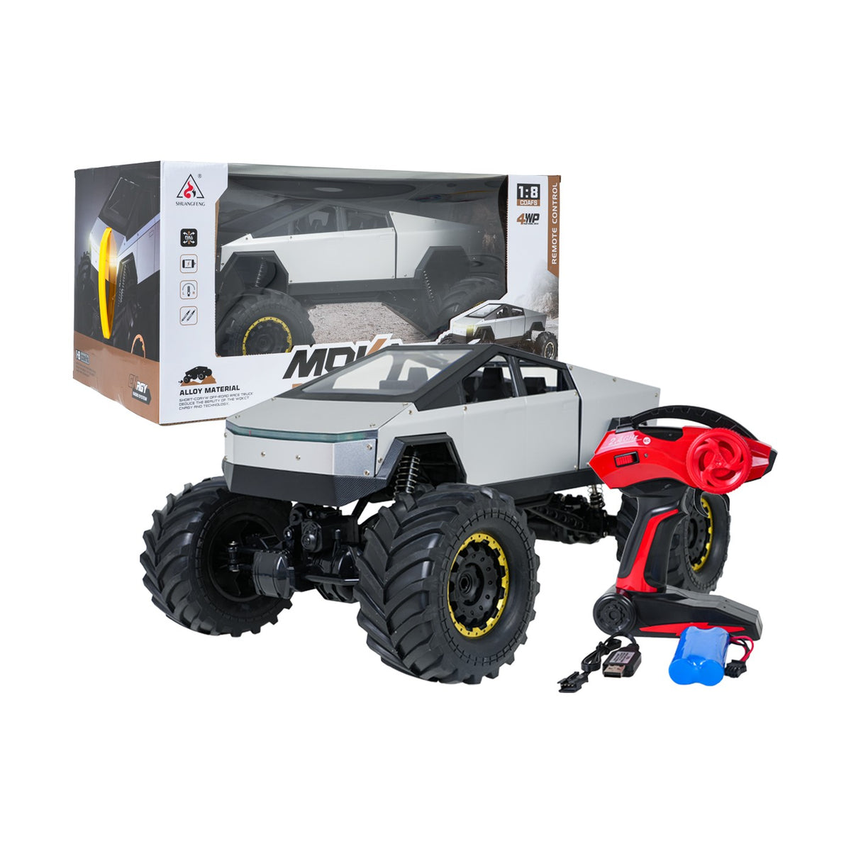 RC terénne auto ROCK CRAWLER TRUCK 4×4 1:8 – strieborné – 1