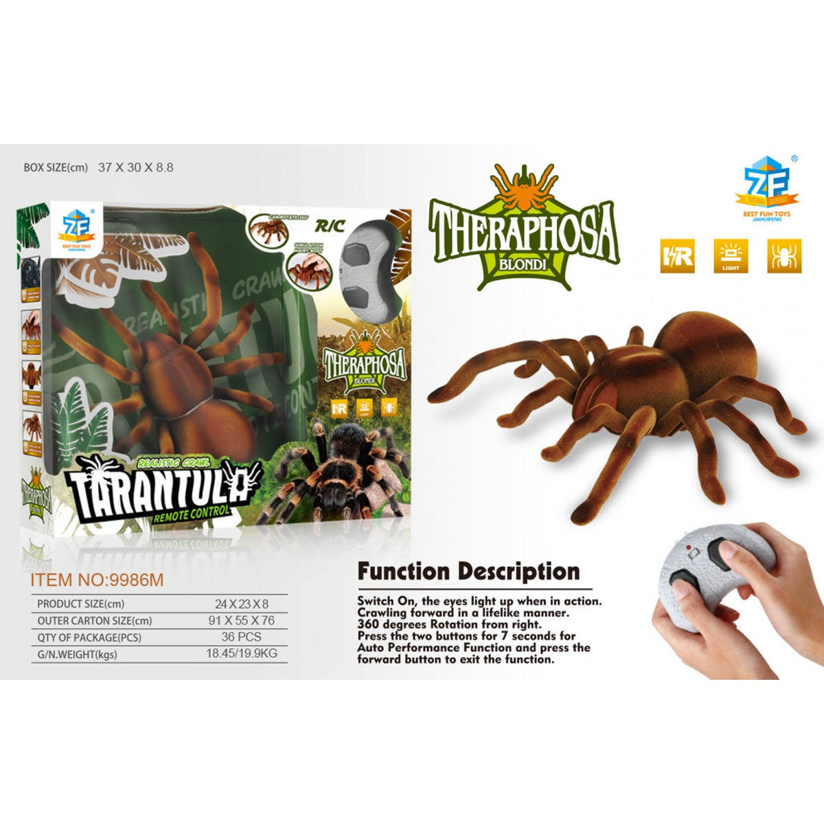 RC pavúk TARANTULA so svietiacimi očami
